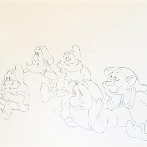 Snow White and the Seven Dwarfs Original Production Animation Cel Drawing from Walt Disney 1937 Matted 5