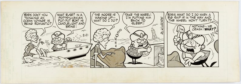 Rocky and Bullwinkle Original Ink Daily Comic Strip Art signed Al Kilgore 1963 ham image 2