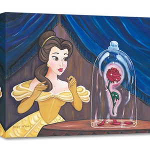 Beauty and the Beast Walt Disney Fine Art Paige O&#39;Hara Ltd Ed of 1500 TOC Treasures on Canvas Print &quot;Enchanted Rose&quot;