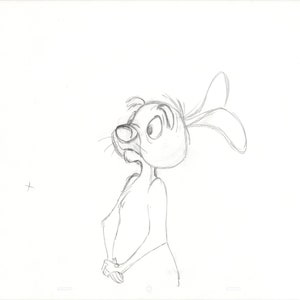 Winnie the Pooh Rabbit Walt Disney Production Animation Cel Drawing b3215