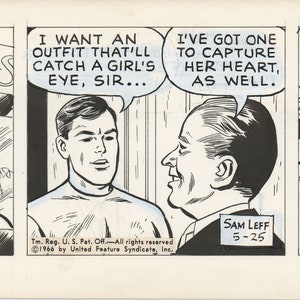 Davy Jones Original Ink Daily Newspaper Comic Strip Art Signed and Drawn by Sam Leff 1966 219
