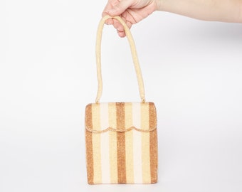 Vintage Striped Beaded Bag by Walborg