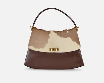 Urban Cowgirl! Vintage "Gaitan" Calf Hair and Leather Top handle Handbag