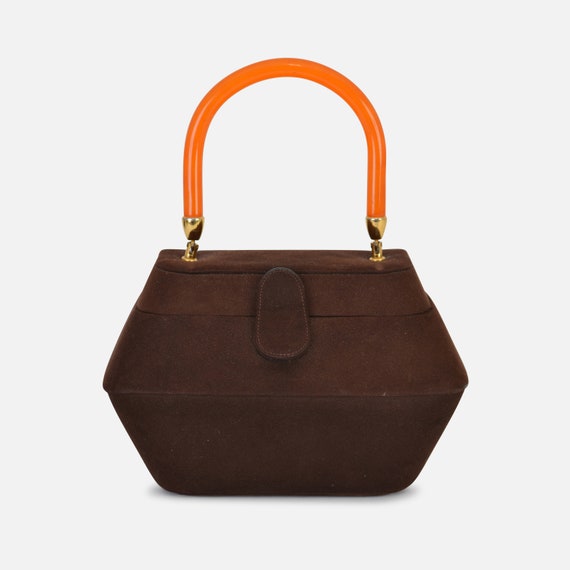 Foxy Boxy! Vintage Chocolate Suede Box Style Hand… - image 1