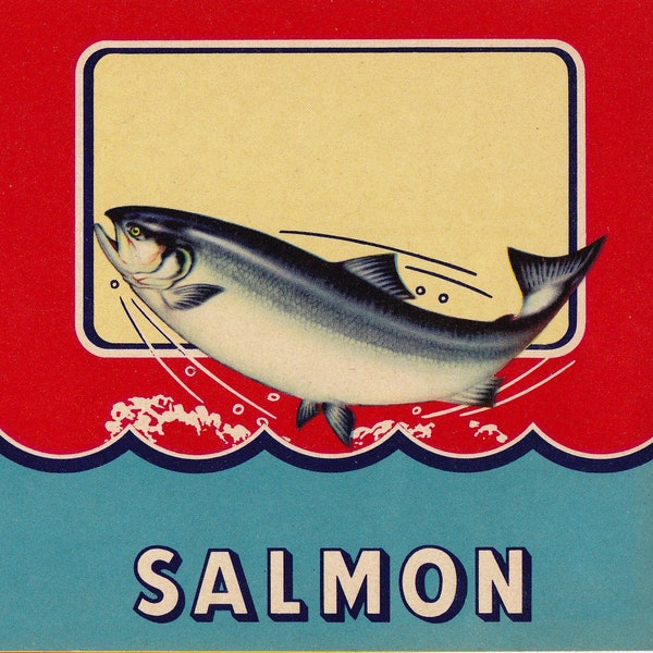 25 Original Unused Vintage 1940's Generic Salmon Can Labels "CHEAP"