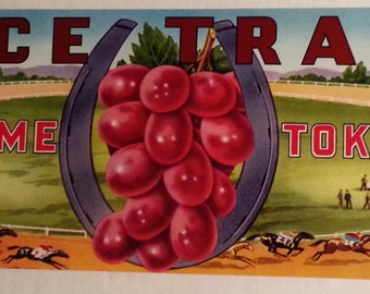 Original Race Track Brand Vintage Tokay Grape Crate Label W. G. Micke Lodi, California