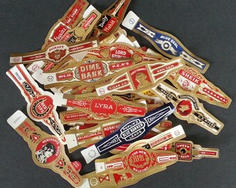 53 Different Original Unused Vintage Cigar Bands a Very Nice Group of Artwork