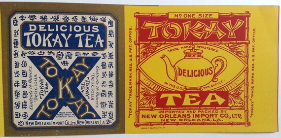 ORIGINAL CAN LABEL VINTAGE 1920S TOKAY TEA X NEW ORLEANS LA JAVA CHINA INDIA