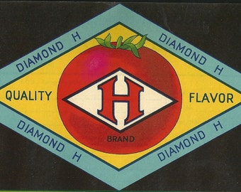 Original Vintage Diamond H Brand Fancy Mississippi Globe Tomatoes Crate Label From Hazelhurst Mercantile Hazelhurst, Mississippi