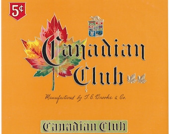 Canadian Club Unused Vintage Inner Cigar Box Label Maple Leaf