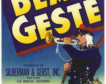 Beau Geste Vintage Vegetable Crate Label Silberman & Gerst Los Angeles, California