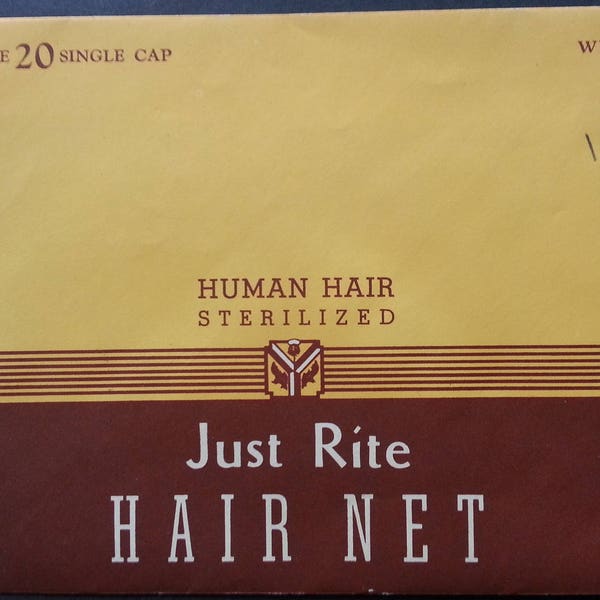 Vintage 1930's ? Just Rite Hair Net Human Hair Sterilized Single Cap White Color New Old Stock