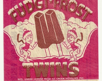 1947 Fudgi - Frost Twins Unused Vintage Bag Wrapper New York City