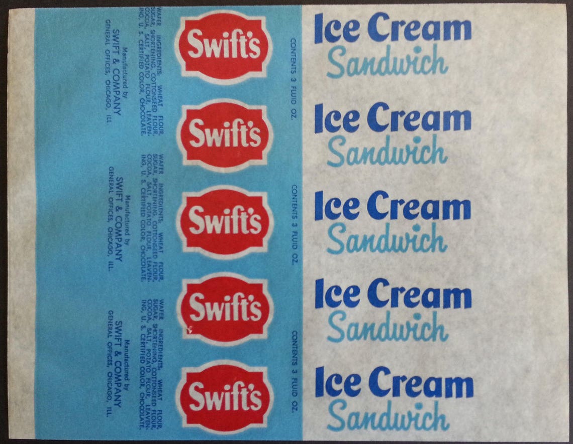 3 Swift's Ice Cream Sandwich Wrappers Unused Vintage New Etsy UK