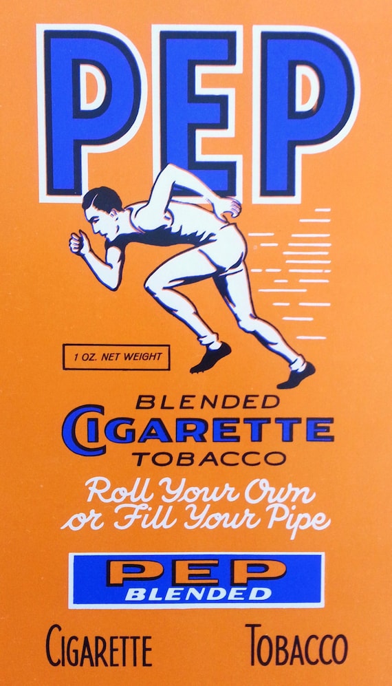 Vintage Pep Blended Cigarette Tobacco Package Label Detroit Michigan With Runner