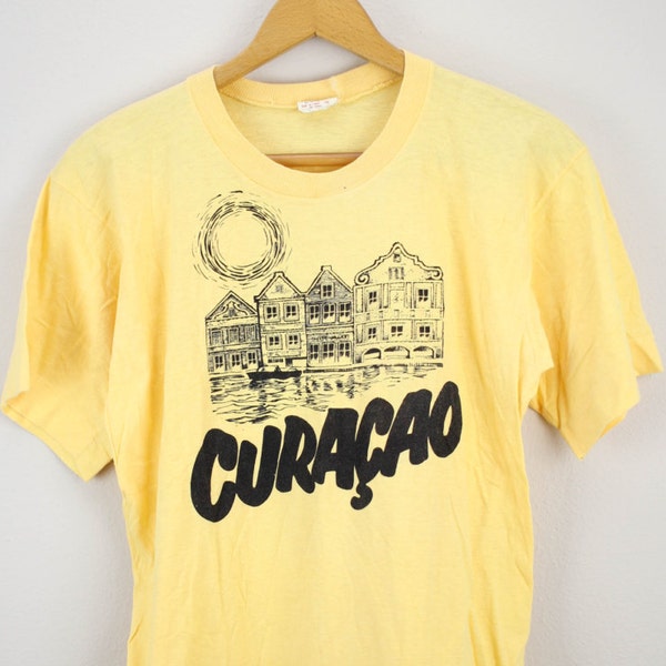 70's Curaçao Dutch Caribbean Island Yellow Pastel Vintage T Shirt