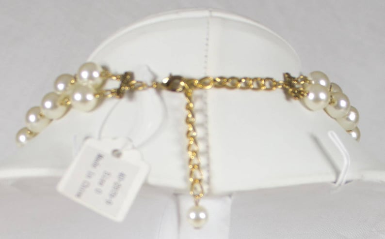 Vintage 20/'s Statement Gold /& Pearl Tassel Beaded Necklace