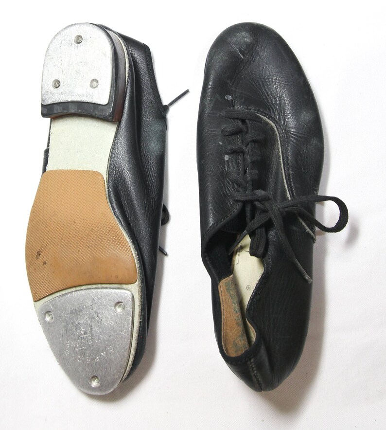 VTG TAP SHOES ϟ Black Leather Vintage Dance Lace Up Shoe Etsy