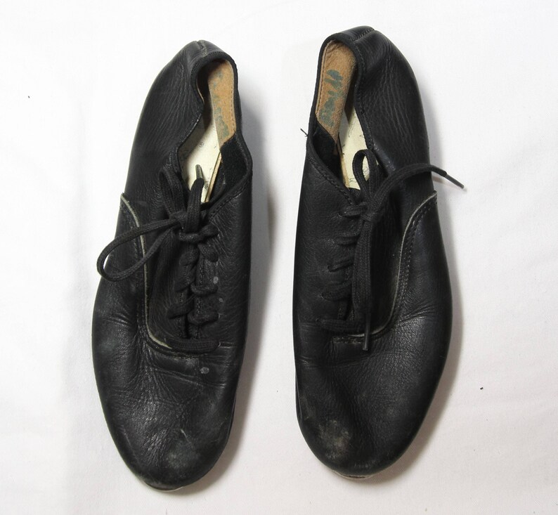 VTG TAP SHOES ϟ Black Leather Vintage Dance Lace Up Shoe | Etsy