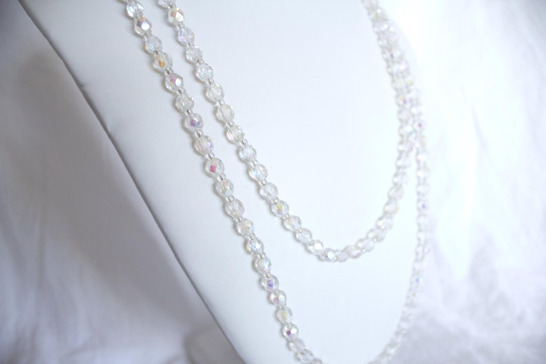 Vintage Crystal Beaded Silver Clasp Necklace
