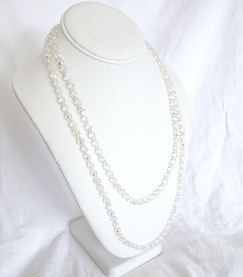 Vintage Crystal Beaded Silver Clasp Necklace