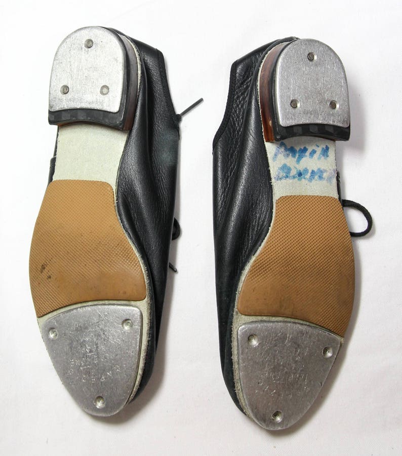 VTG TAP SHOES ϟ Black Leather Vintage Dance Lace Up Shoe Etsy