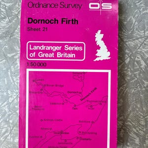 Mapa Landranger do Ordnance Survey Vintage de 1981 – Dornoch Firth (Folha 21) – Escala 1:50.000 – Segunda Série