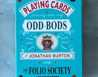 Vintage Odd-Bods Playing Cards by Jonathan Burton for The Folio Society – Used, COMPLETE DECK with Surreal Artwork