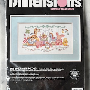 1992 Dimensions Toy Shelf Birth Record Cross-Stitch Kit 3729 - Barbara Mock Design - NEW UNOPENED