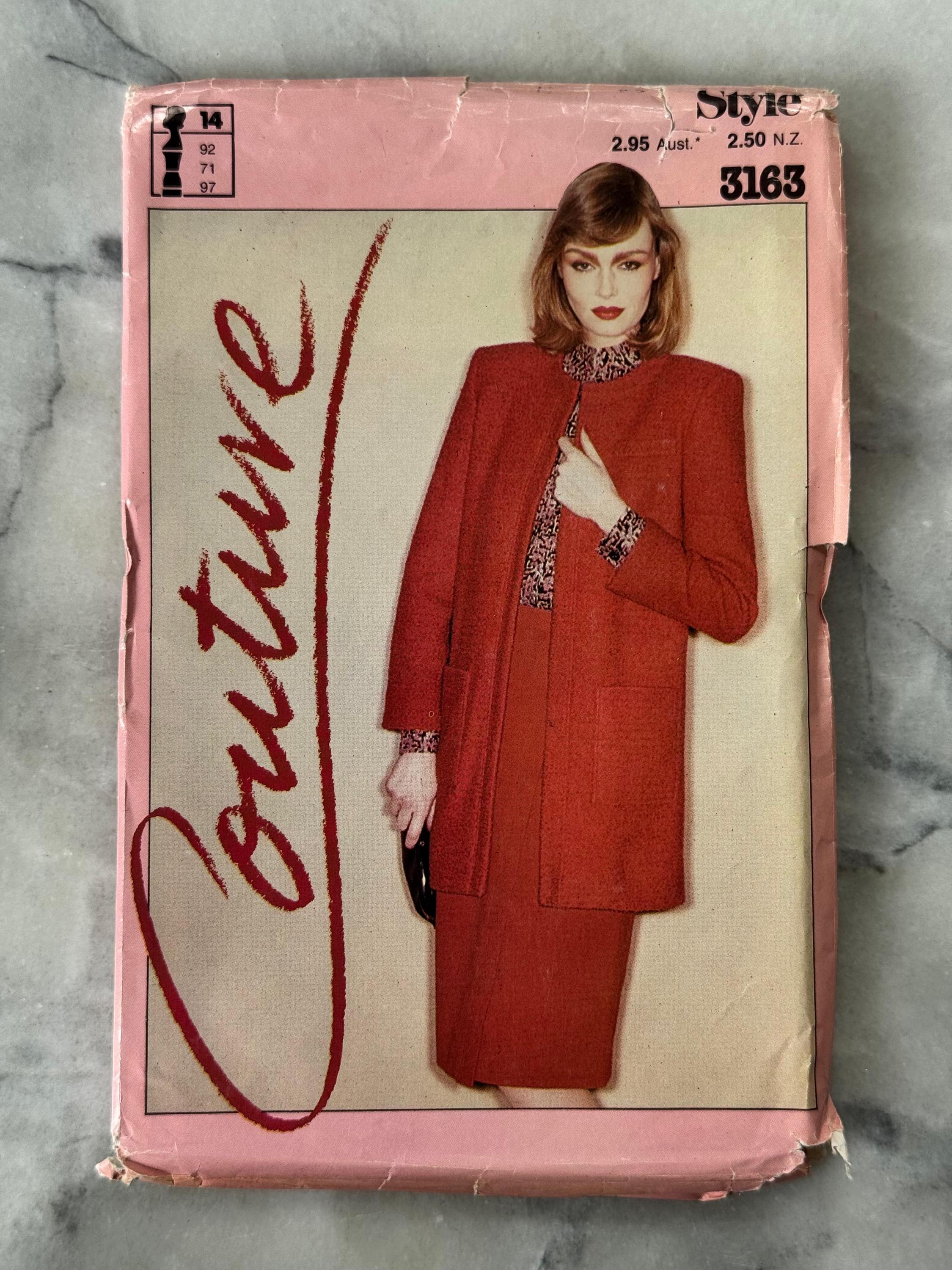 1983 Style 3163 Sewing Pattern - Misses’ Jacket, Blouse, and Skirt (Size 14) - UNCUT and FACTORY FOLDED