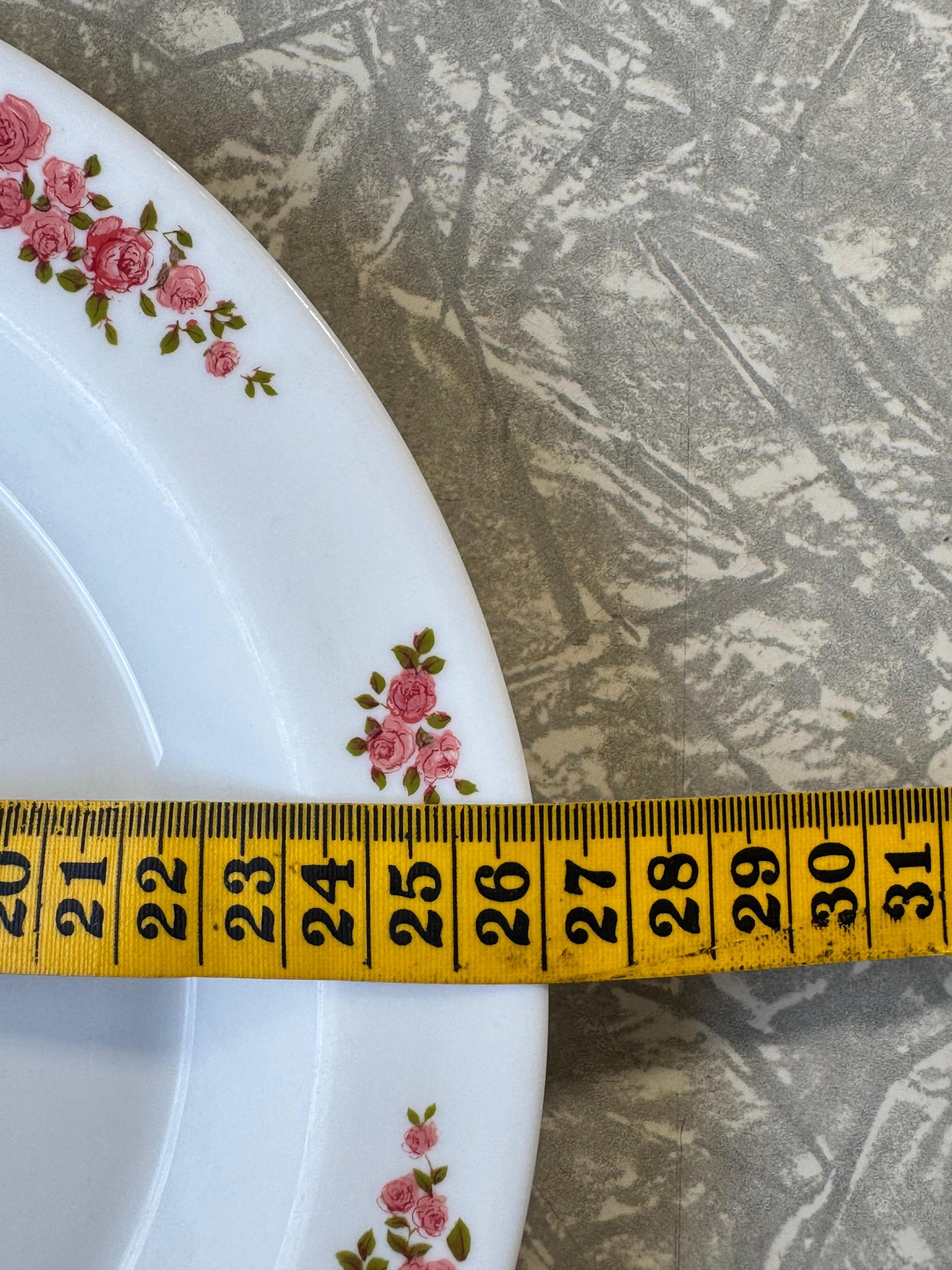 Lot De 5 Assiettes Arcopal Vintage Motif Rose De France - Occasion Années 60