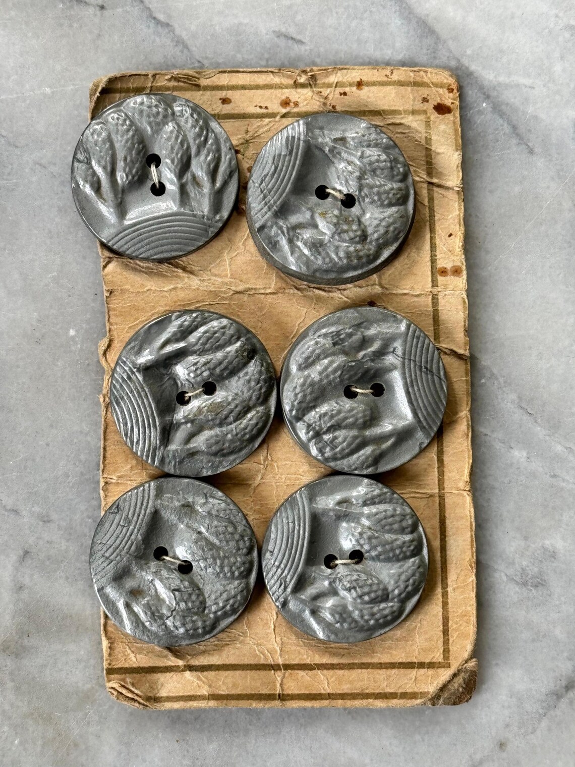 Vintage Embossed Silver-grey Buttons - Set of 6 (2.9 Cm / 1.14 ...