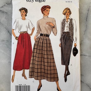 1992 Vintage Vogue 8459 – Women&#39;s Skirt Pattern – Size 14-16-18 – UNCUT and FACTORY FOLDED
