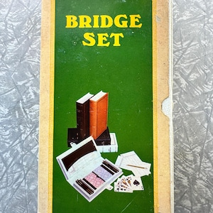 1970s Vintage Bridge Card Game Set – 2 Sealed Decks, 4 Pencils, Score Sheets – Made in Hong Kong – Complete