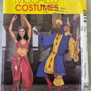 2000 Vintage McCall&#39;s Costume Pattern 2814 – Jester & Bellydancer – Size Y (S-M-L) – UNCUT and FACTORY FOLDED
