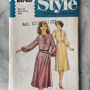 1970s Vintage Style 2545 Sewing Pattern – Misses’ Flared Dress with Band Collar – Size 16 – UNCUT and FACTORY FOLDED