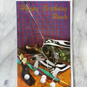 Tarjeta de felicitación de cumpleaños para tío con temática de golf de los años 90 - Tarjeta de felicitación vintage - Nueva sin abrir