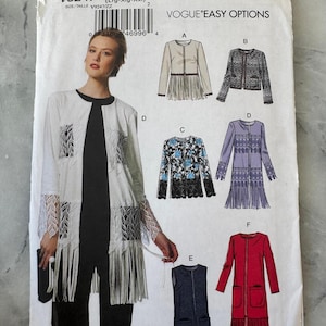 2017 Vogue V9247 – Misses’ Jacket and Vest in Six Variations – Sizes Lrg-XXL – Uncut and Factory Folded