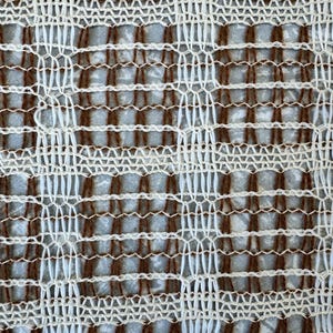 1970s Vintage Open Weave Textile 140 × 120 cm (55&quot; × 47&quot;) in Brown and Cream