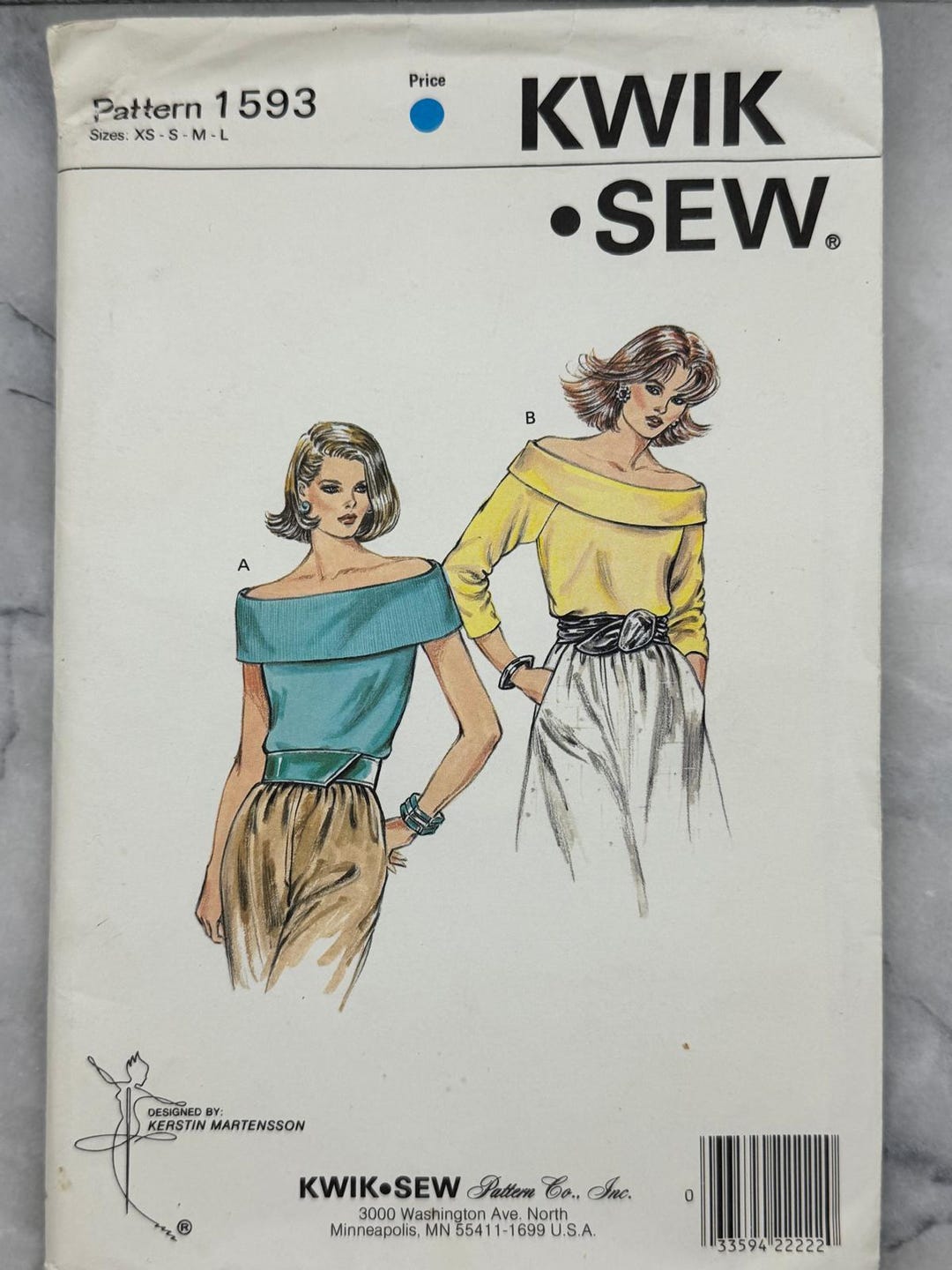 1986 Kwik Sew 1593 Sewing Pattern Misses Off-the-shoulder Tops sizes Xs ...