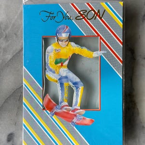 Verjaardagskaart skateboarder uit de jaren 90 voor zoon - vintage sportwenskaart - nieuw ongeopend