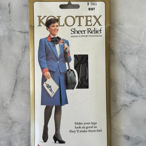 1980s Kolotex Sheer Relief Pantyhose - X Tall Navy - Sheer Support Hosiery - New and Unopened - Made in Australia