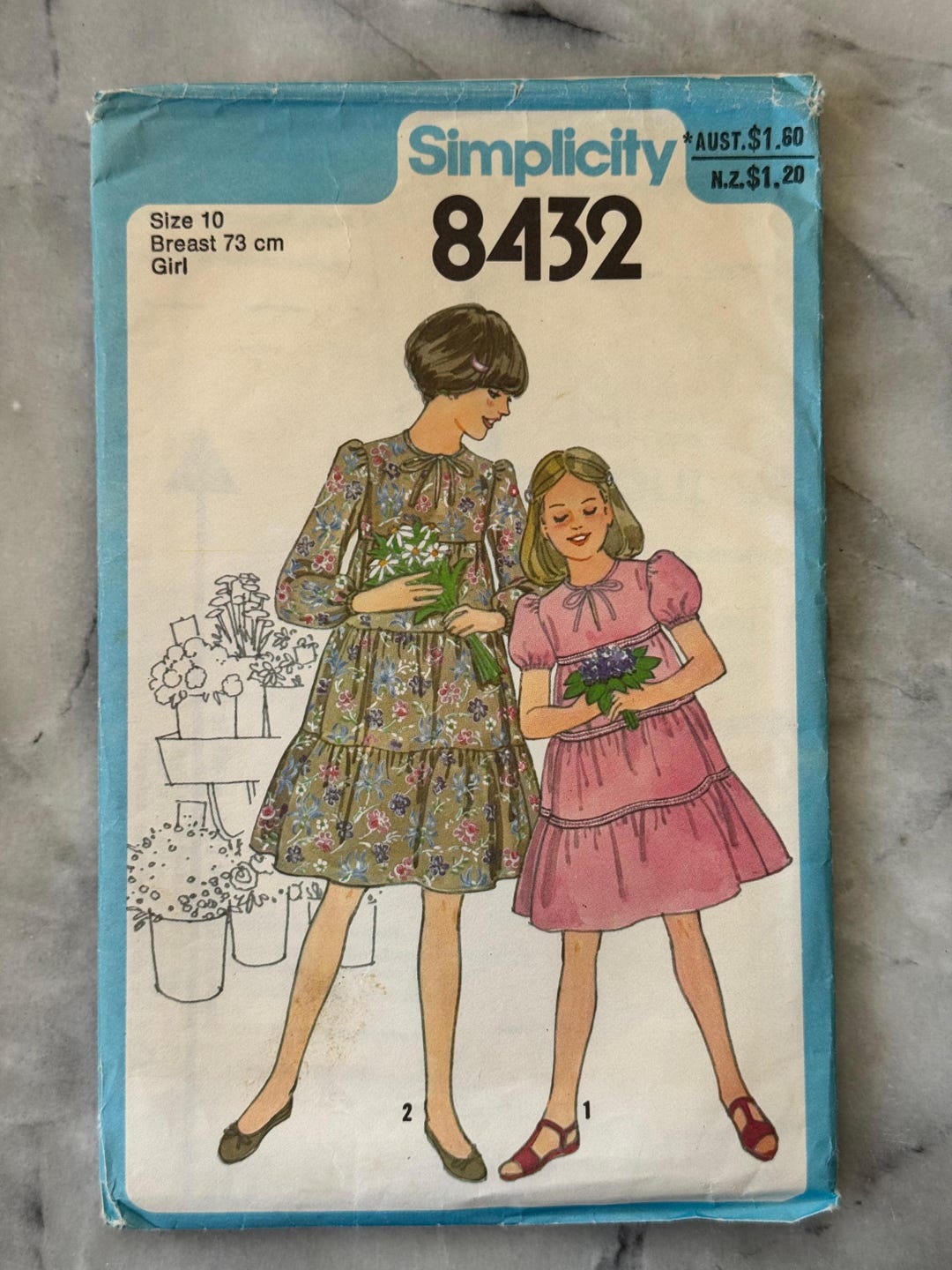 1978 Simplicity 8432 Sewing Pattern - Girl's Dress (size 10 / Breast 73 ...