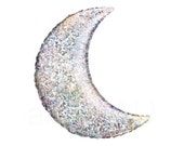 HOLOGRAPHIC MOON BALLOON 89cm - Crescent Moon Foil Holographic Balloon - Helium  (89cm / 35 Inches)