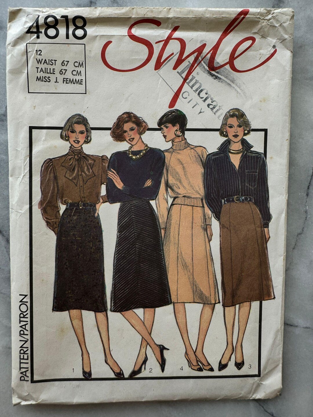 1986 Style 4818 Sewing Pattern - Skirts in Four Styles (size 12 ...