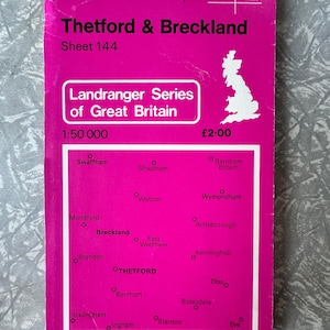 Carte de l'Ordnance Survey de 1981, Thetford et Breckland, feuille 144, série Landranger au 1/50 000