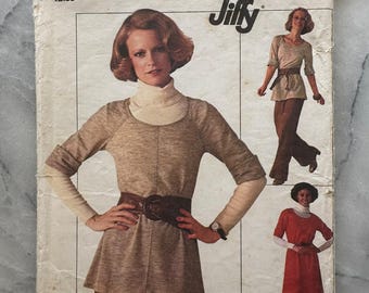 VTG 7655 Simplicity (1976). Jiffy. Misses' Dress or Top and Pants