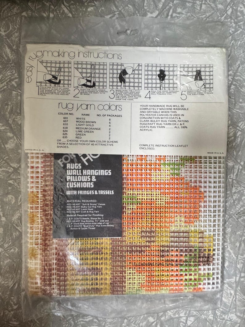 1970s Vintage Red Heart Rug Pattern – Floral Hutch Design – 51 X 69 Cm ...