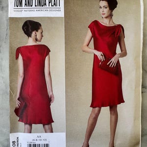 2010 Vogue V1208 Sewing Pattern – Misses&#39; Dress with Gathered Shoulder Detail (Sizes 6–12) – Tom and Linda Platt – UNCUT and FACTORY FOLDED