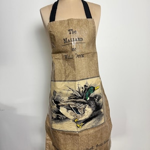 1987 Vintage Mallard Duck Apron – PVC Coated – Illustrated Print – 76 cm Length (29.9&quot;) – Made in England